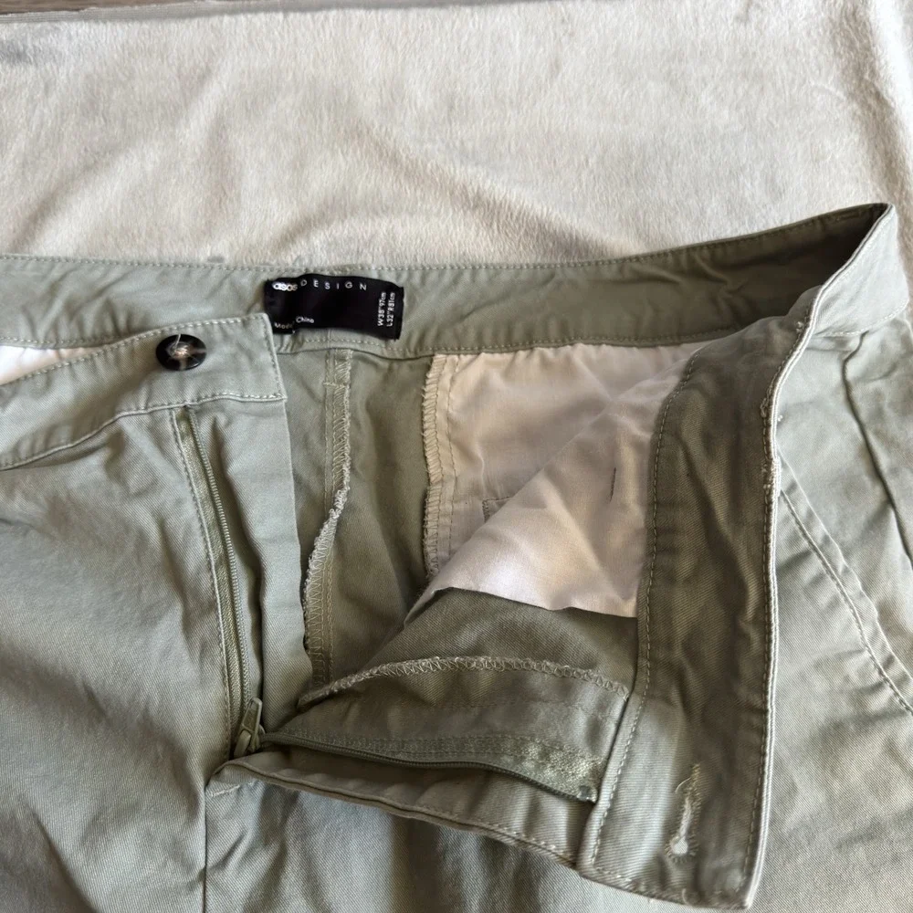 ASOS Design Men's Chino Pants W38 L32 Sage Green Straight Leg
